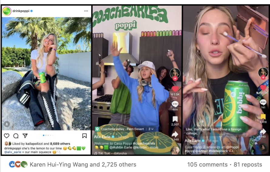 Does anyone have a contact on <a href="/drinkpoppi/">poppi</a>'s  marketing team / the founders? 

Working on my next column with The Times and want to interview them after my viral recap from their Coachella campaign!

DM me or comment if you can put me in touch ❤️