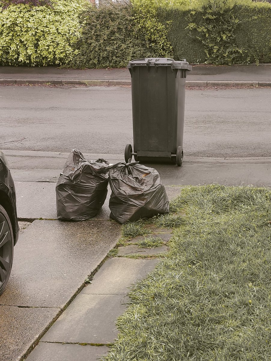 @LeedsCC_Help  Bin collection colleagues doing half a job. Only collect every two weeks, did the bin and left  the two bags on top. Shall we only pay half our council tax?