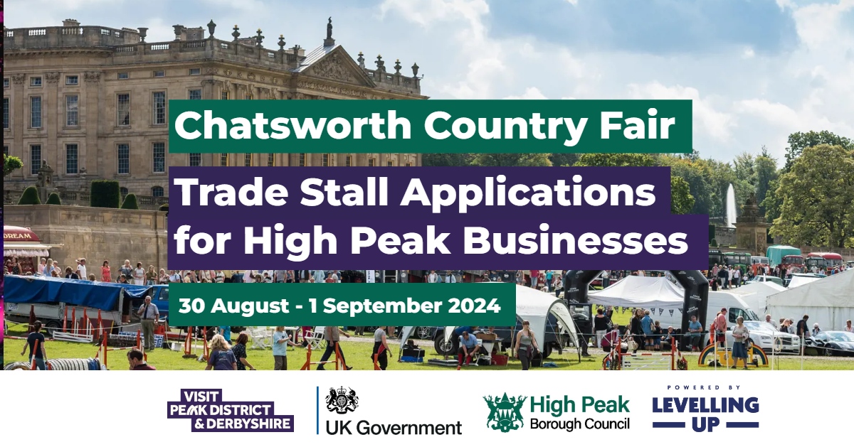 There's still time for High Peak creators, makers and artisan food & drink producers to apply for one of 10 fully funded trade stands at this year's Chatsworth Country Fair! Applications close on 28 April Apply: lnkd.in/ezPpzaSP Your business MUST be based in High Peak