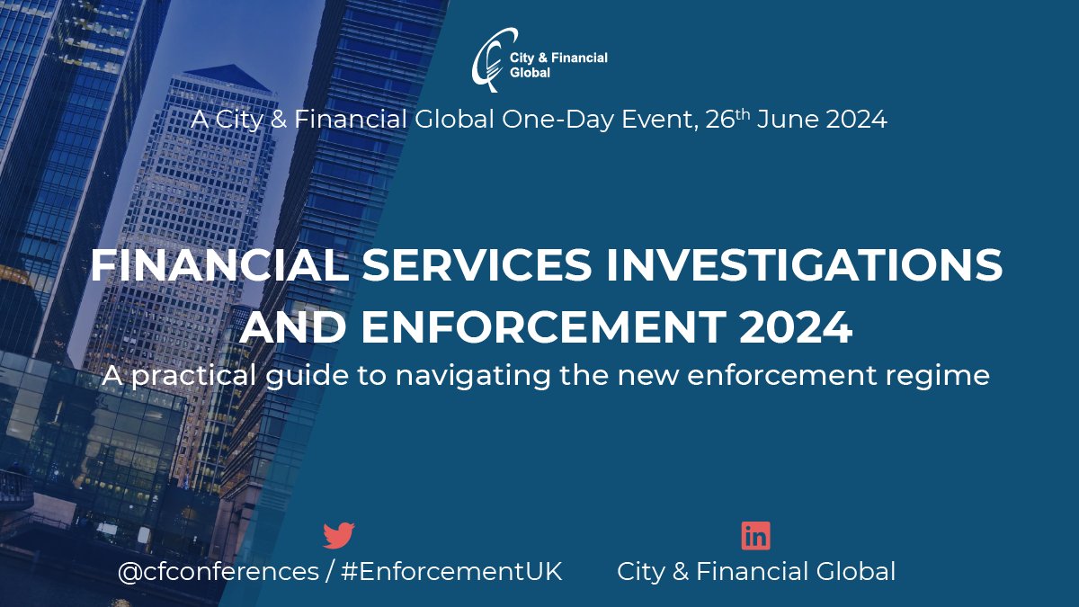 How have firms responded to the FCA's proposals to publicise investigations & name the firms involved? At our Financial Services Investigations & Enforcement Summit, on 26 June, you'll hear it straight from the horse’s mouth. Learn more: cityandfinancialglobal.com/financial-serv… #EnforcementUK