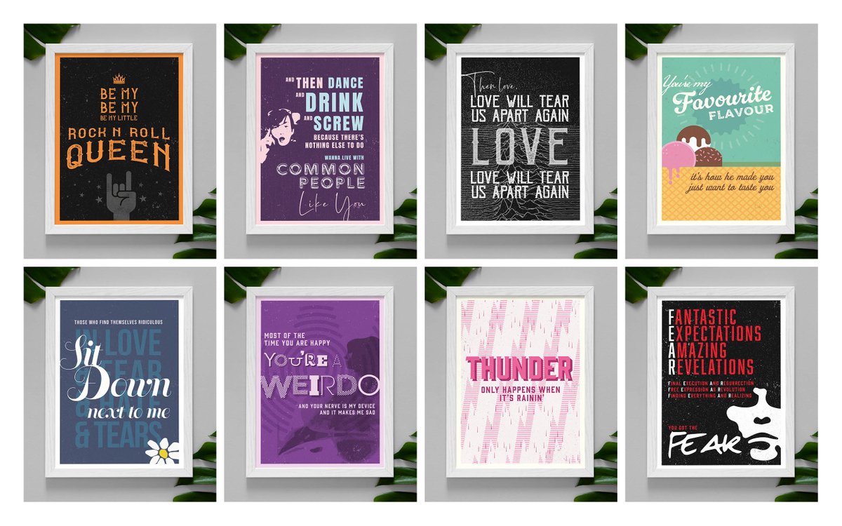 ‼️ COMPETITION TIME ‼️

WIN 3 A4 Lyric poster designs!

LIKE, FOLLOW ME &amp; RETWEET  this post to be in the running to win!  

View more designs here..
⬇️⬇️
shorturl.at/nuZ47

I'll pick a winner on the 1st May!

or 
1 for £10  / 3 other designs for £20 (including p&amp;p)