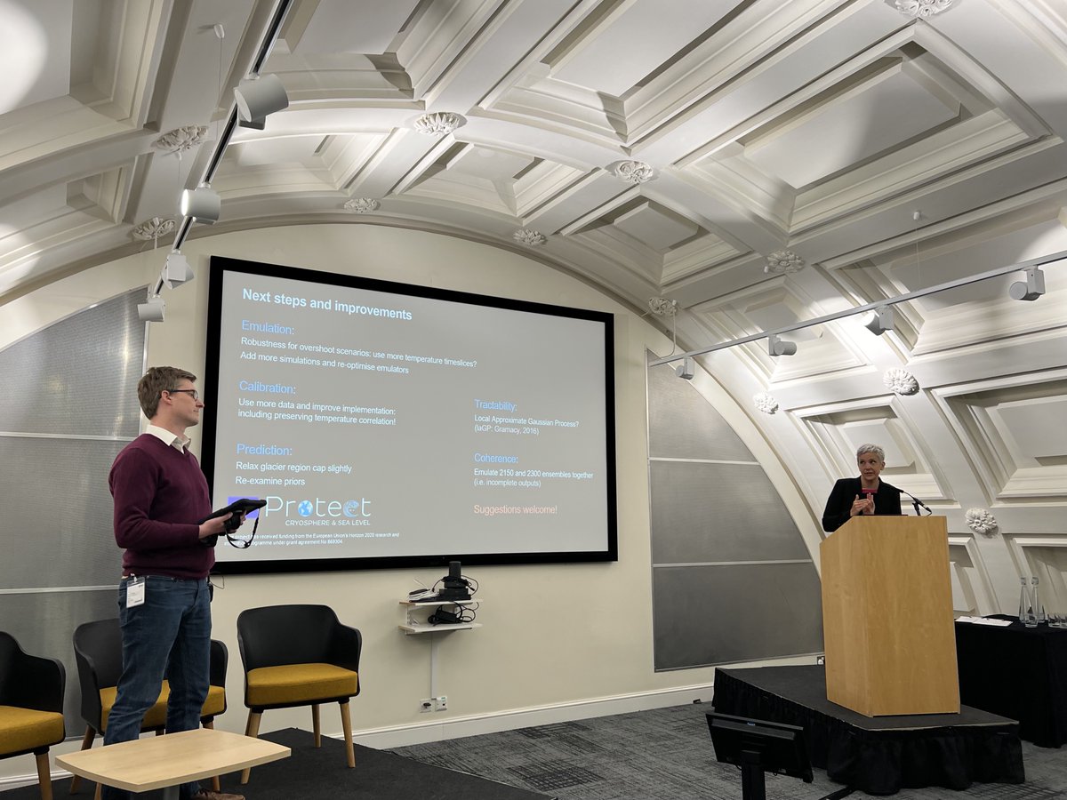 🔑 Fantastic first keynote from <a href="/flimsin/">Prof Tamsin Edwards</a> at #ClimateInformatics 2024, hosted by the <a href="/turinginst/">The Alan Turing Institute</a>!

🌊 "How uncertain is future sea level rise? Quantifying many kinds of model uncertainty to improve projections: a preliminary analysis."