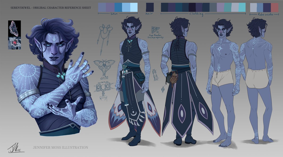 I did a proper character sheet for my boi Seren! Slightly tweaked his design a little to make him more Feywild Wizard core

Also 

Spellbooks: lame, boring, old
Spell Tattoos: hot, cool af, sexy fireball 

#DnD #DnDcharacter #dungeonsanddragons #wizard #dndoc #feywild