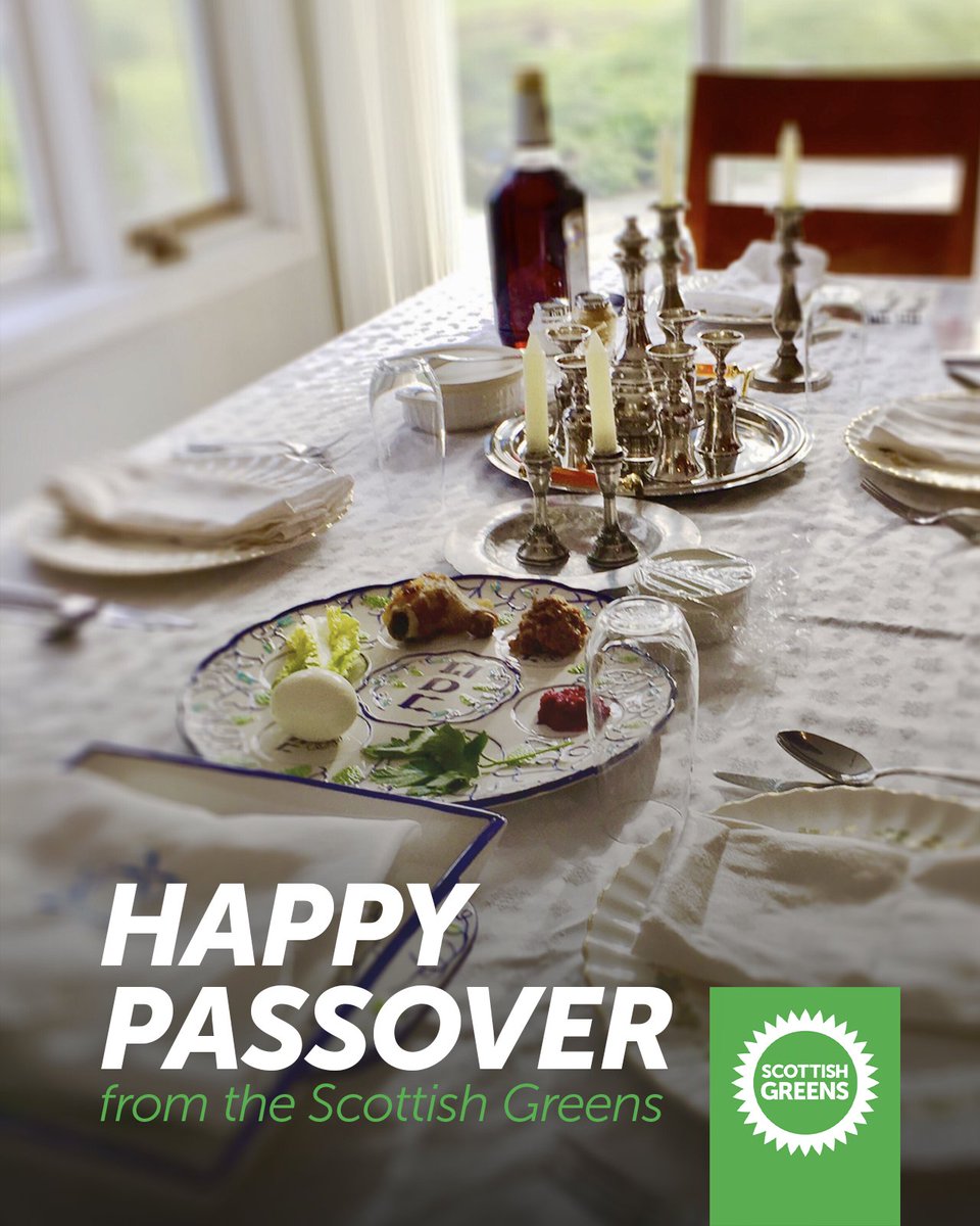scottishgreens's tweet photo. Happy Passover to everyone celebrating across Scotland and around the world.  Chag Sameach!💚 https://t.co/QxMaF9DKkl
