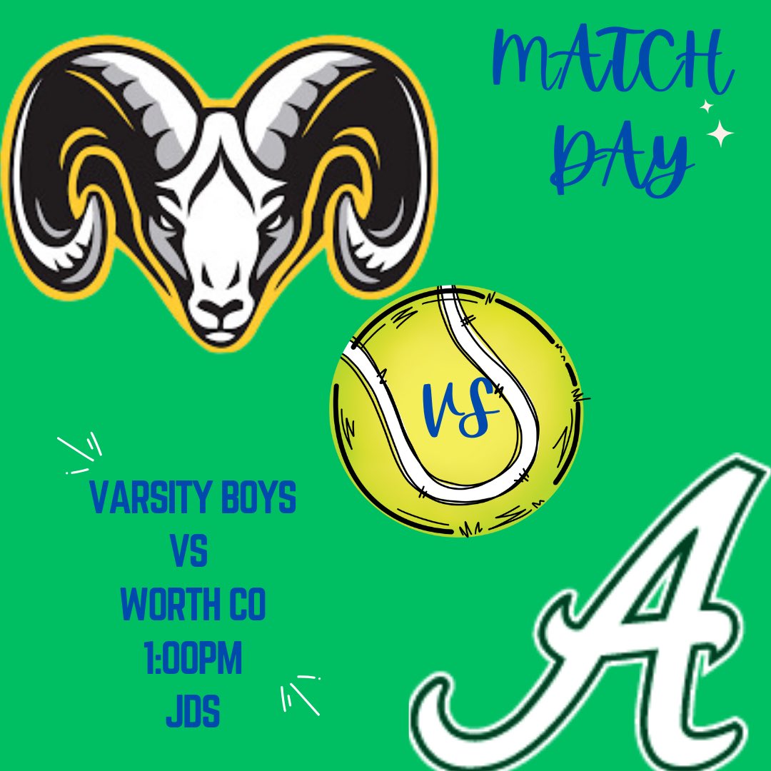 IT’S MATCH DAY!!!!! 
🎾 Varsity boys tennis hosts Worth Co today at JDS for the 2nd round of the GHSA state tournament.   First serves at 1:00PM.  

#gogryphons #ACEathletics #weareACE #takestate