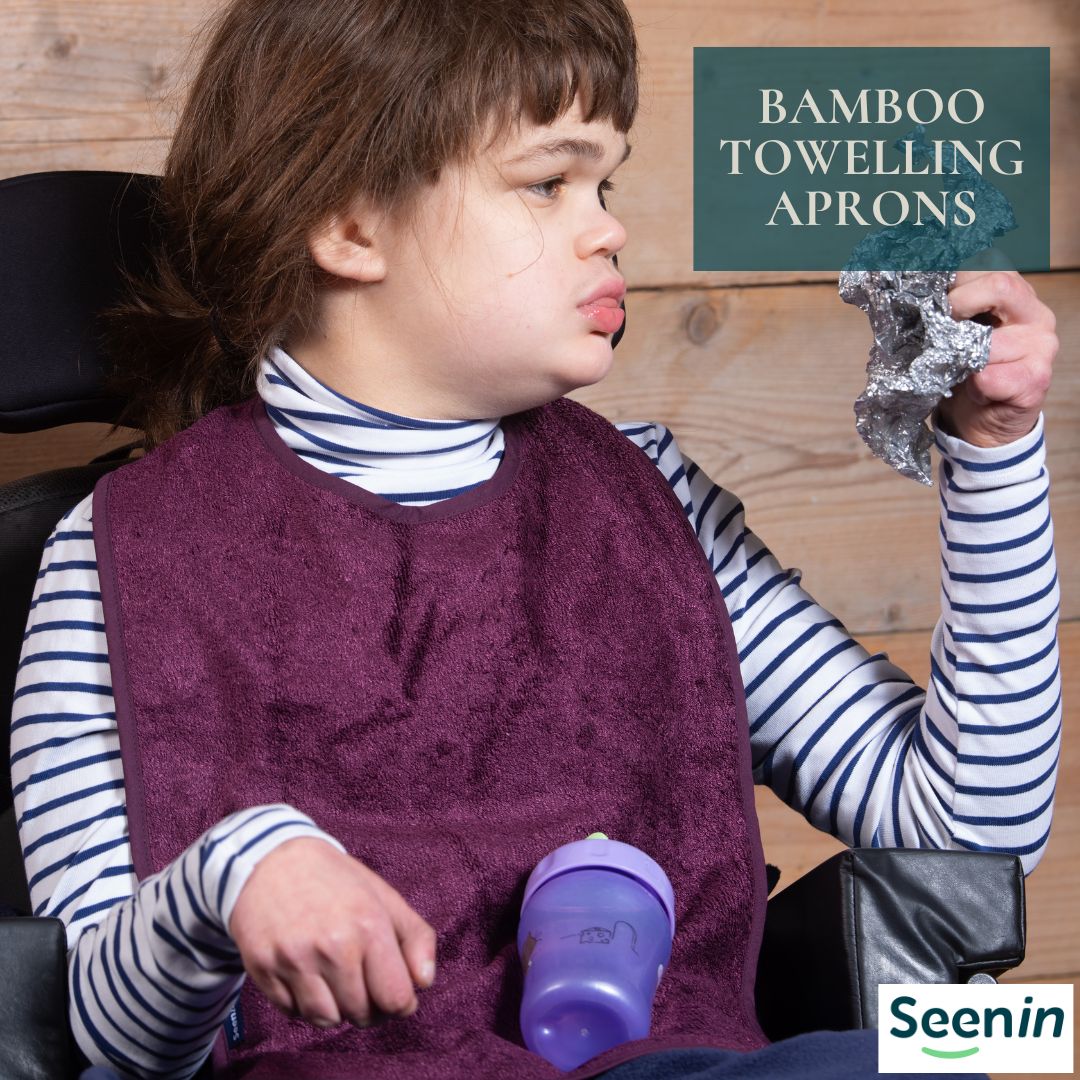 Ultra absorbent aprons for children and adults 💦 With a waterproof backing and super soft bamboo towelling, our aprons are comfy to wear and will keep clothes clean and dry.
👉seenin.co.uk/product/bamboo…
#Disability #Aprons #AdaptiveClothing #SpecialNeeds
