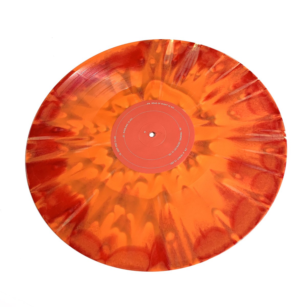 Got some proper snaps of the vinyl edition of the new @TheKVB LP ‘Tremors’. Full colour CMYK and Pantone Fluoro 805C throughout. This is the @invadarecordsUK exclusive red/orange swirl edition which is selling out fast.