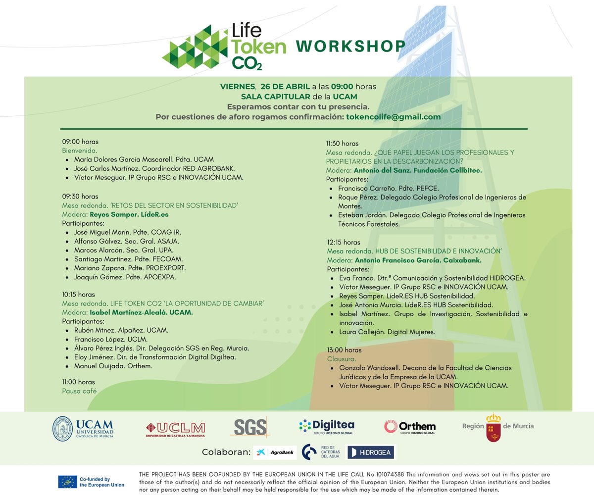 Con motivo del #DíadelaMadreTierra anunciamos el segundo taller del <a href="/LifetokenCO2/">Life Token CO2</a>.

¿Por qué asistir?
🧠Amplía tus conocimientos sobre sostenibilidad y medio ambiente.
💡Conoce a expertos en el campo y comparte ideas.
🌎 Contribuye a un futuro más verde.

¡Te esperamos! 💚