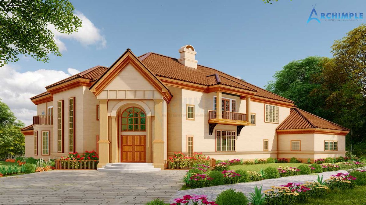 archimple_llc's tweet photo. A two-story European house offers relaxation with spacious rooms, modern kitchen, formal dining, and recreational areas. Features include a sleek master bedroom with sauna, three-car garage, and media space, perfect for affluent living. 
for details:https://t.co/5x8DkNLL1s https://t.co/51ZEn1q2cm
