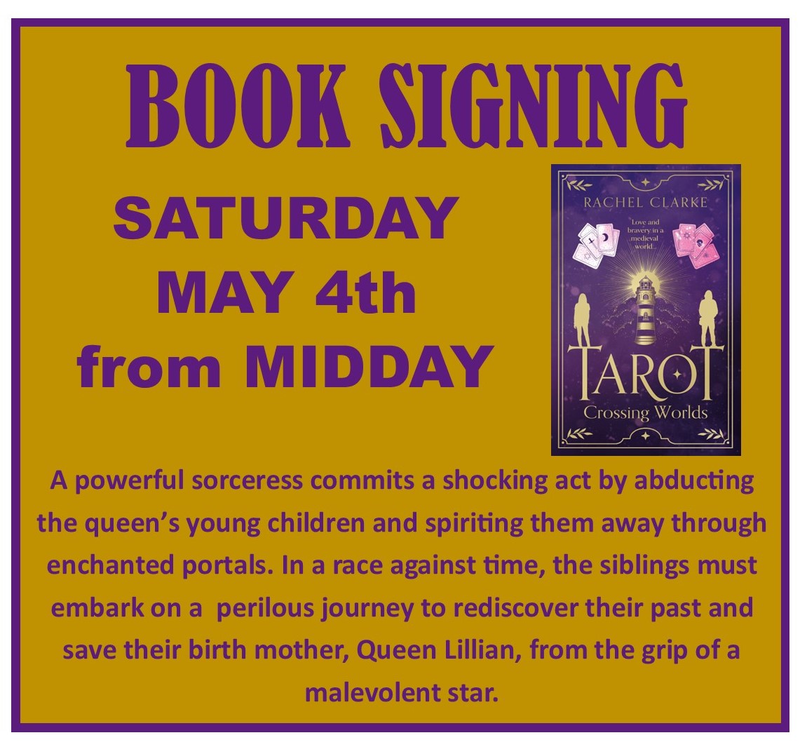 We are thrilled to be hosting Rachel Clarke for a book signing on Saturday May the 4th from midday. If you love fantasy, you will love this book! #GoldstoneBooks #indiebookshop #shoplocal #MeetTheAuthor #booksigning #fantasy