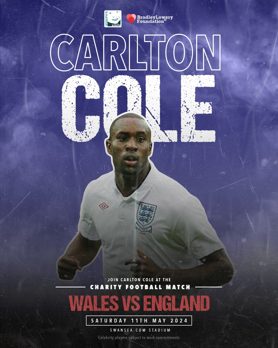 We are so excited to welcome former England, West Ham & Chelsea striker, @CarltonCole1 to Team England for our Wales v England Football Match. Croeso, Carlton! Thank you so much for supporting Joseph’s Smile and @Bradleysfight Purchase tickets here 👇 josephssmile.org/football/