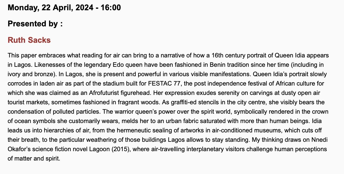 WiSH | Queen India’s Air: Saturation, Conditioning and Power 🗓️ Monday, 22 April, 2024 🕓 16:00 Presented by : Ruth Sacks