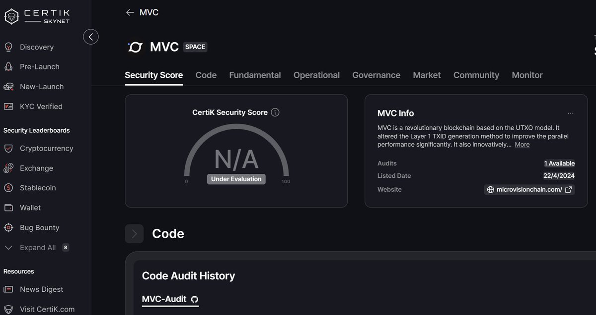 Exciting News: ✅ @CertiK Audit Completed! MVC has triumphantly passed a comprehensive audit by Certik, adding another layer of trust following the sCrypt review. 🔒Security First! With Certik's seal of approval, we're reinforcing our commitment to safety. Developers, get ready