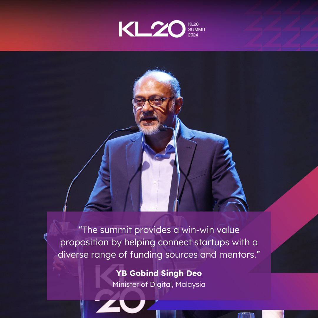 Unlocking opportunities at KL20 Summit 2024, YB Gobind Singh Deo highlights the unique chance for startups to connect with diverse funding sources and expert mentors. Don’t miss out on these win-win possibilities! Ready to elevate your startup? Join us at KL20 Summit for