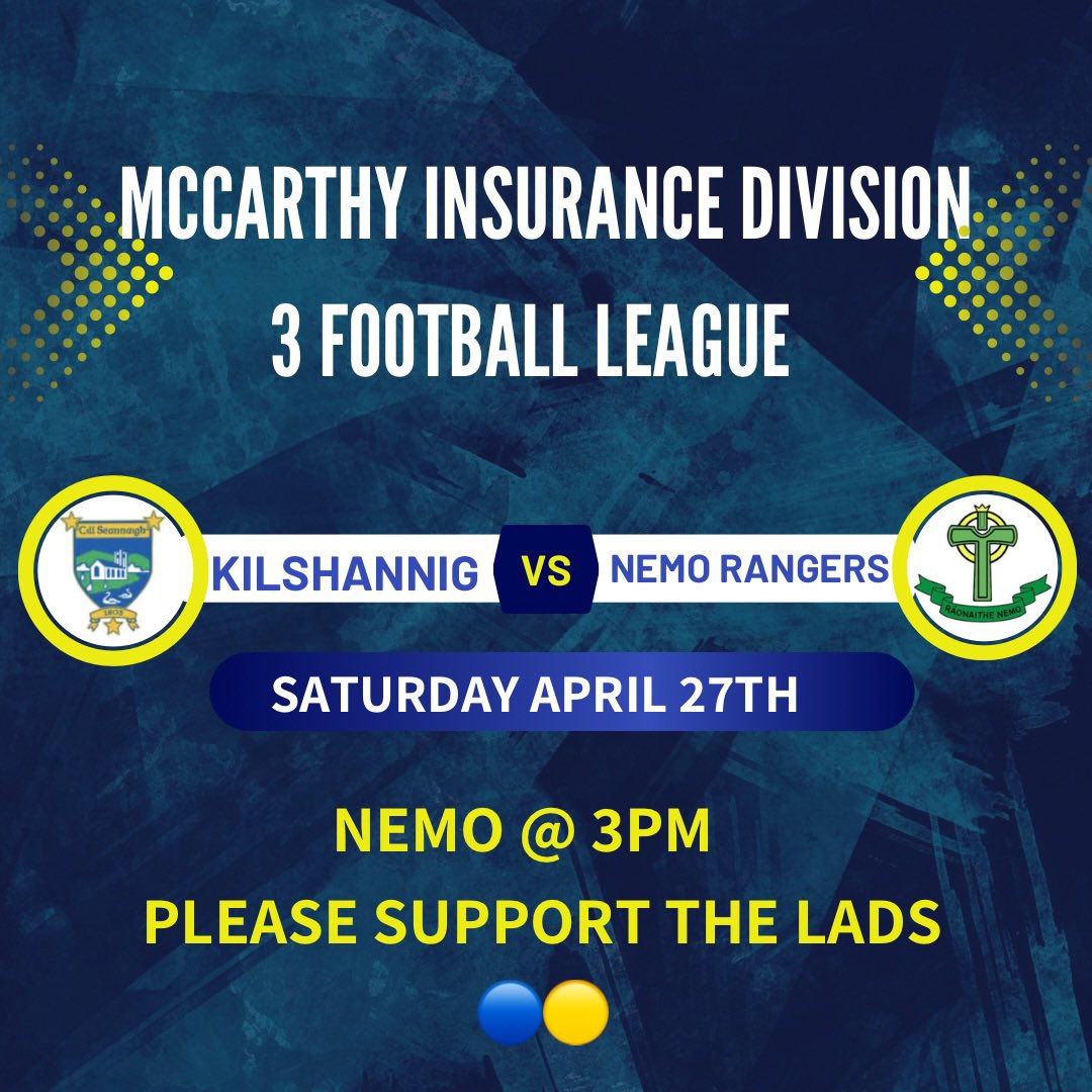 2 upcoming football fixtures this week for our junior and intermediate teams!👇💙💛 please get out and support our lads 👌 #kilshanniggaa @OfficialCorkGAA
