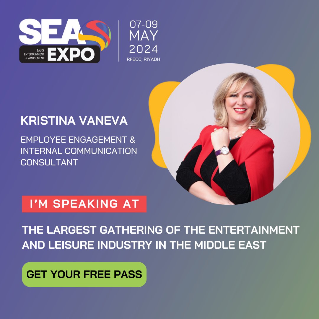 Kristina Vaneva, Employee Engagement & Internal Communication Consultant, has joined as a keynote speaker at #seaexpo 2024.
 
With over 15 years of expertise, Kristina orchestrates a symphony of positivity.

Get your FREE pass now 👉bitly.ws/3hxfK