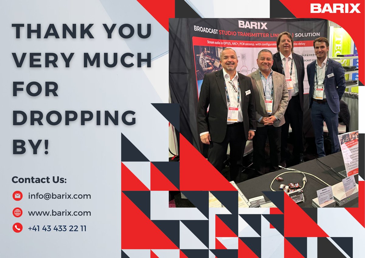 ✨ Thank you all for visiting our booth at #NAB2024! We aim to exceed your expectations in realizing your projects with our Barix AG experts. Excited to connect soon and advance your #broadcast projects with Barix. #audiosolutions #stl #barixsolutions ✨