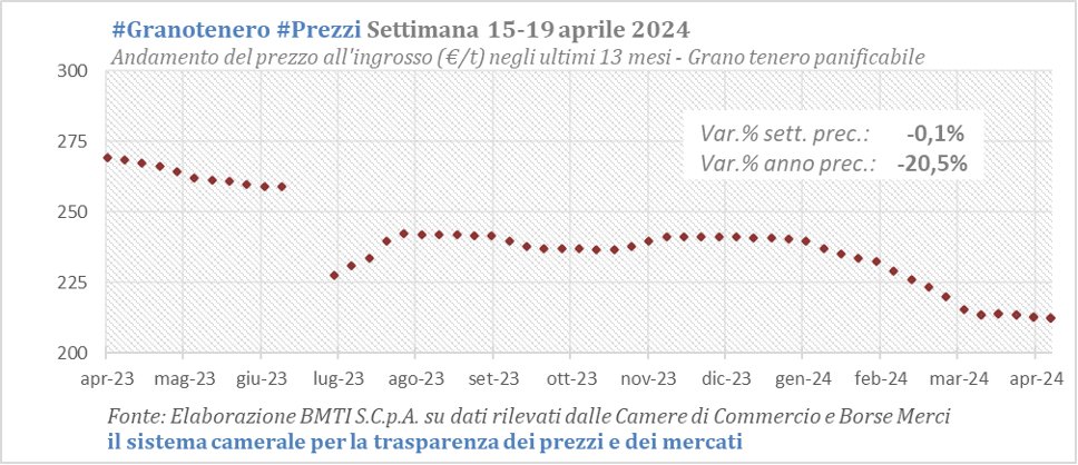 #Granotenero #Prezzi | Mercato fiacco, con una domanda contenuta e prezzi dei grani teneri nazionali che cedono leggermente #borsemerci #cameredicommercio #22aprile