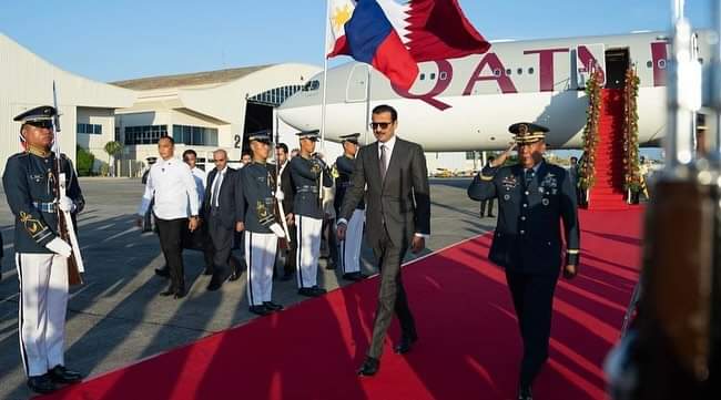 His Highness the Amir Sheikh Tamim bin Hamad Al-Thani arrived Sunday in Manila, on a state visit to the friendly Republic of the Philippines.