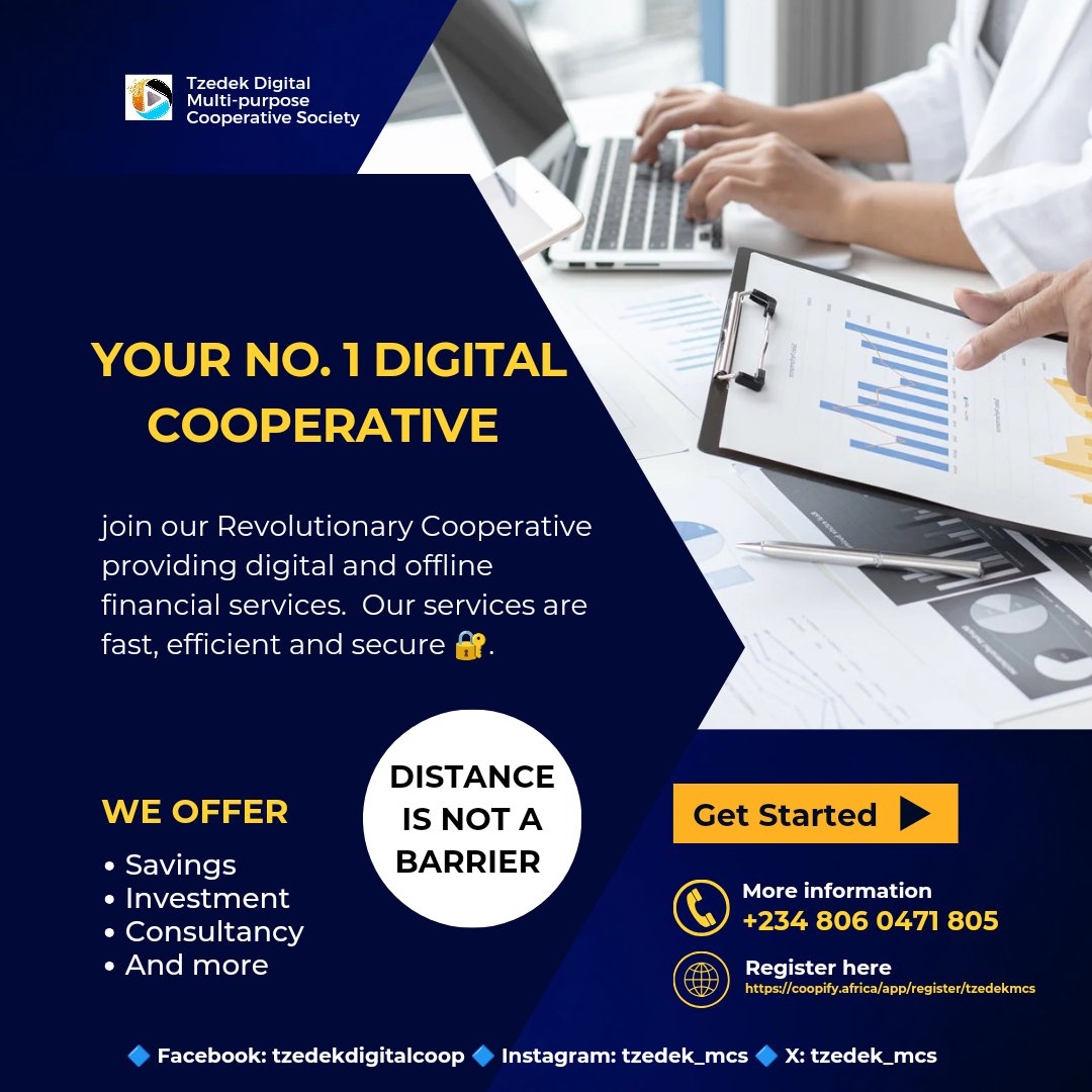 We provide online and offline services.

We provide savings services right at your door step. 

#digitalcooperative #cooperativeworld #financialservices #consultancy #ConnectingAll