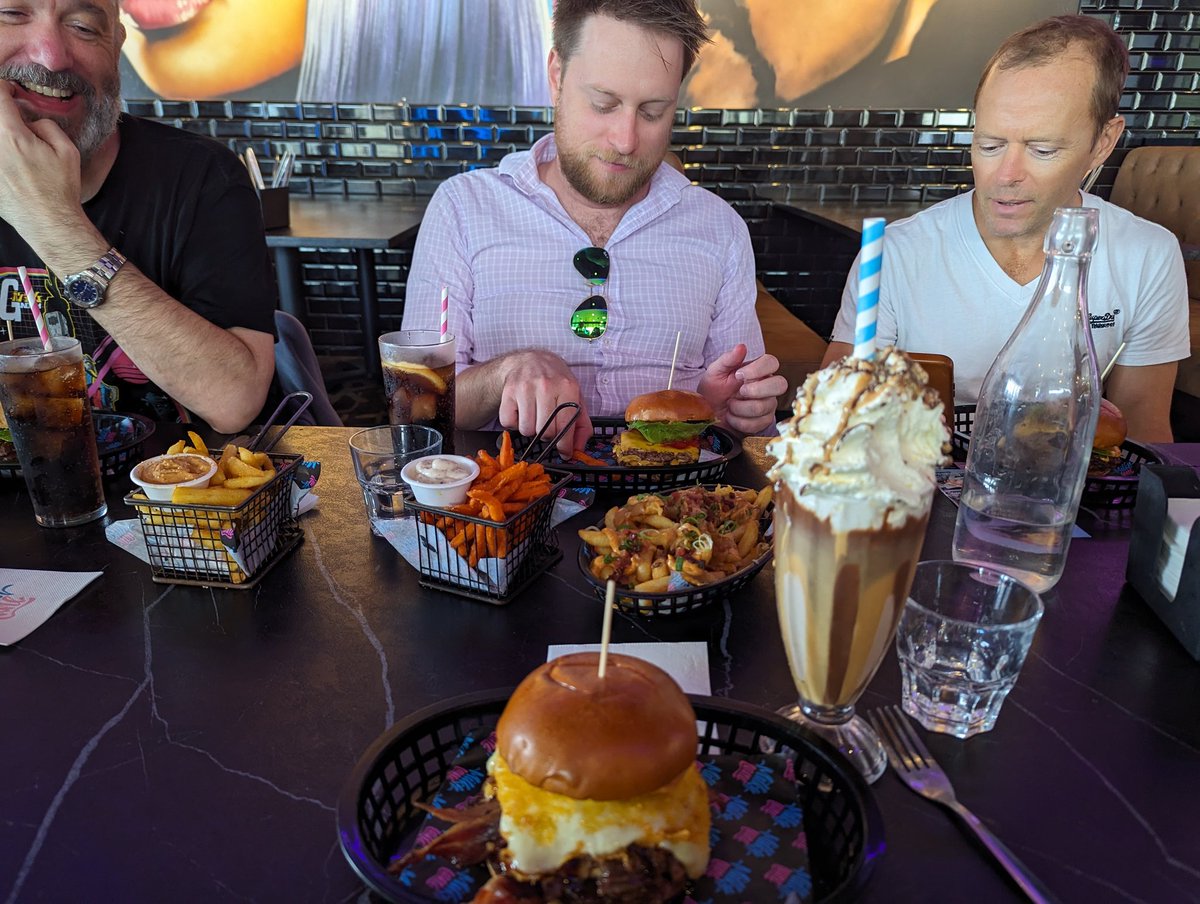 wilsonwaters's tweet photo. Lunch at Milky Lane with some of the Perth @MakerXAU crew. 
"If you like beef and don't have cardiovascular issues" https://t.co/8ETmvGhrsO