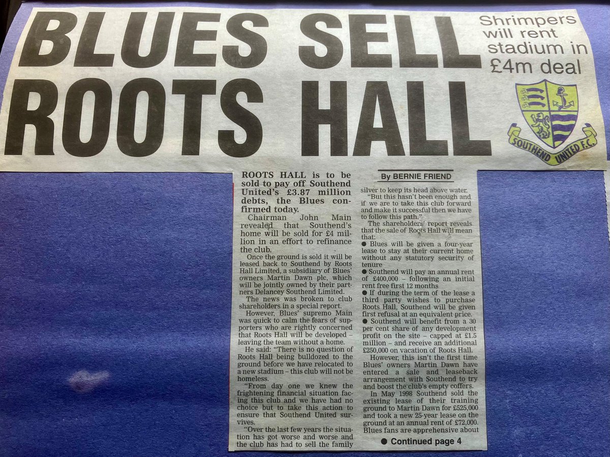 The nightmare begins at the end of the 90s… hope we get to wake up soon #Southend #Shrimpers #Blues #RootsHall @Essex_Echo