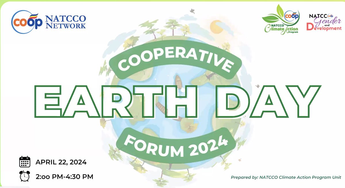 Happy #EarthDay2024! Very informative and involved Co-op Earth Day Cooperatives Forum underway by @natcconetwork @NATCCO Over 450 participants discuss ways to address the theme Planet versus Plastics. Action needed at an individual, community and cooperative level.