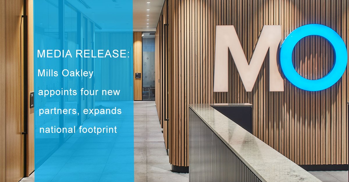 Mills Oakley is delighted to announce the appointment of four new partners from around the country. Read more, here: millsoakley.com.au/wp-content/upl…