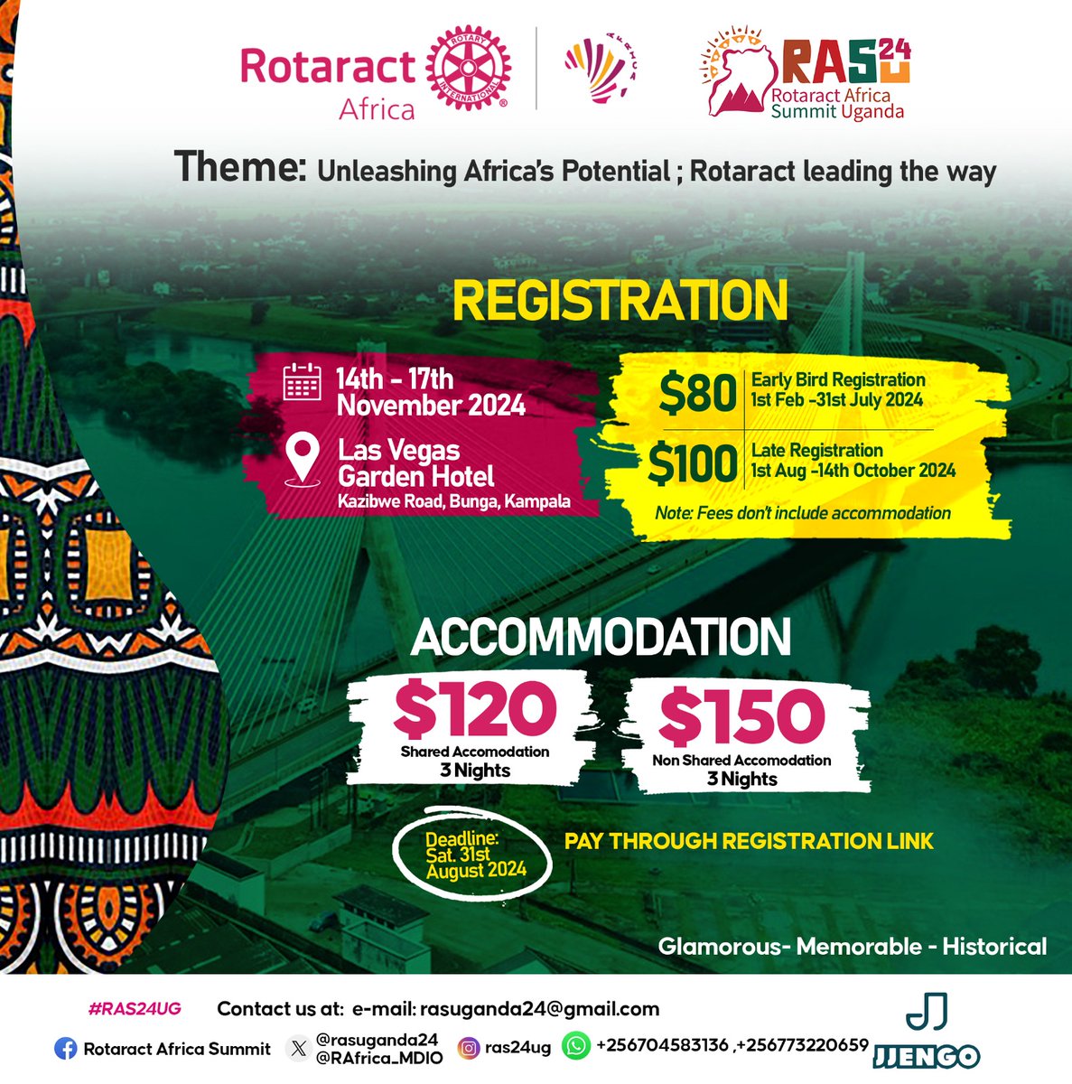 👉Connect with a diversity of agile professionals from Africa continent and Beyond 
👉Dance to the mellifluous symphony of African rhymes
👉Execution of an impactful community project 
 👉Explore mind blowing adventures around the pearl of Africa

Register Now

#RAS24UG
#LILIES𓆸