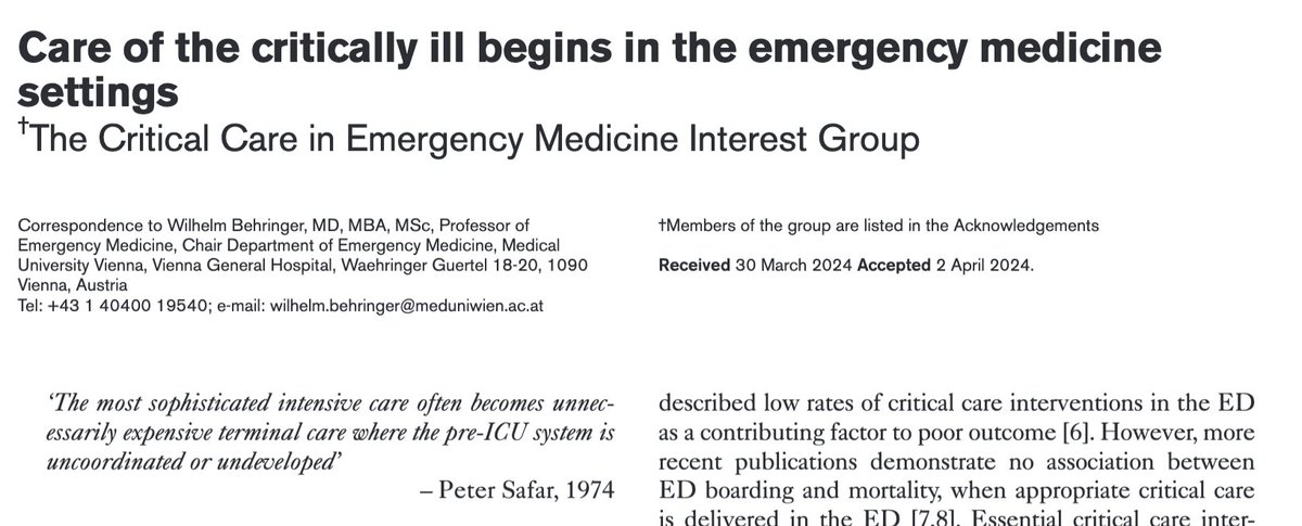 It has been a pleasure joining the Critical Care in Emergency Medicine Interest Group on publishing this viewpoint, underlying the role of critical care provision in emergency settings. Timely delivery of advanced interventions where they are needed journals.lww.com/euro-emergency…