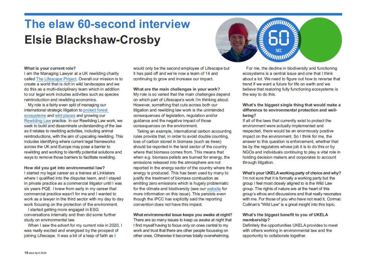 Read a 60 second interview with our Managing Lawyer Elsie Blackshaw-Crosby in the latest edition of the @UKELA_LAW newsletter. A great snapshot of a career as a lawyer in the third sector, and the work that our multi-disciplinary team does. ukela.org/UKELA/UKELA/Re…