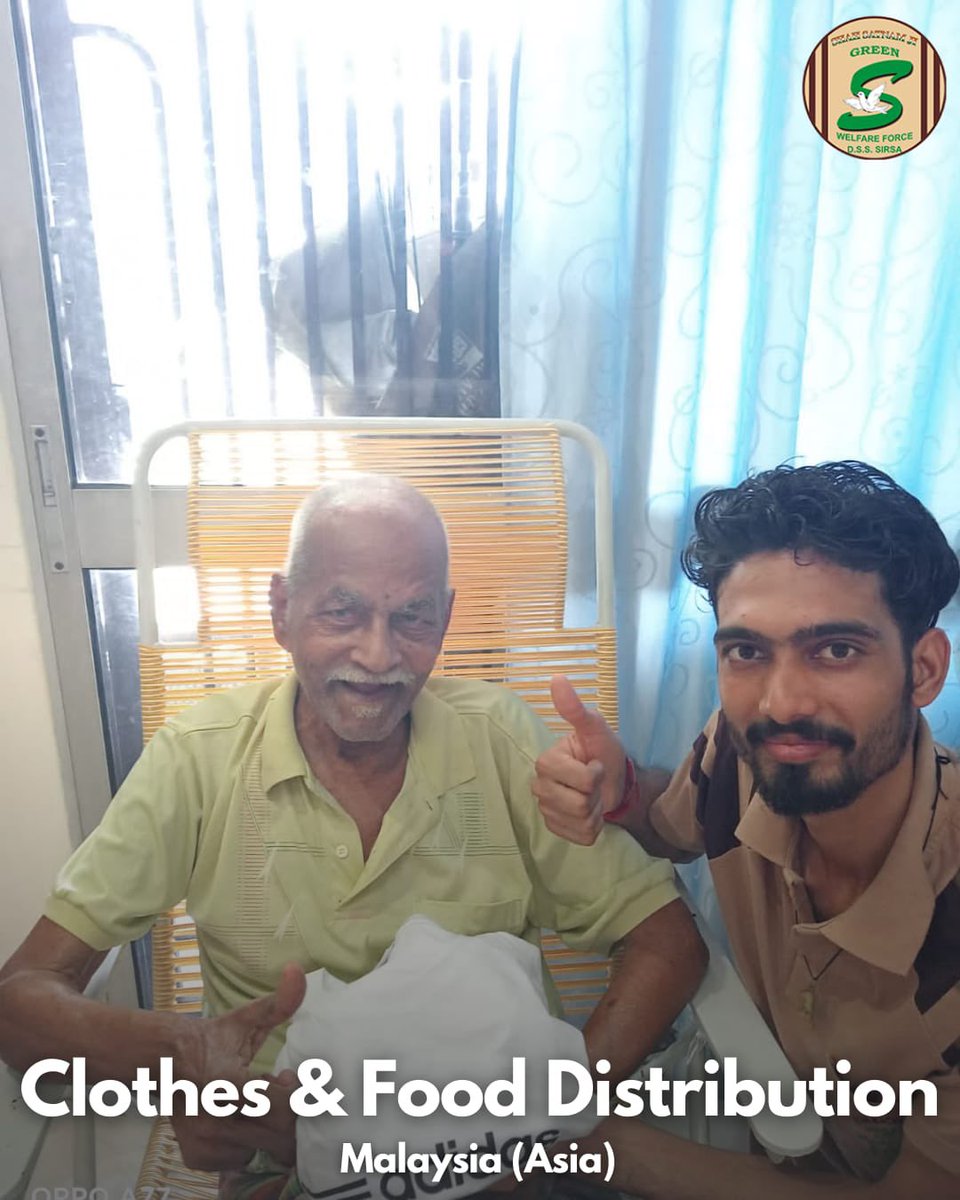 GreenSwelfares's tweet photo. Here's to the hearts that shine through actions! A Shah Satnam Ji Green 'S' Welfare Force volunteer in Malaysia is embodying selfless service by spending cherished time with👴🏻seniors in old age homes. His contributions go beyond companionship, as he also distributes clothes and food to those in need. Such gestures of love and care make a world of difference. #CaringForOurElders #Malaysia #ServiceToHumanity
