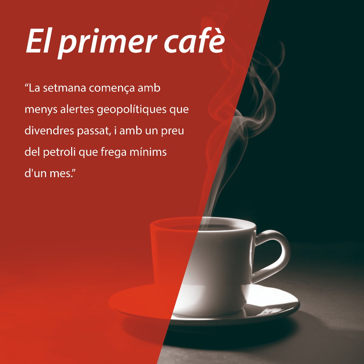 #ElPrimerCafè☕️| La setmana comença amb menys alertes geopolítiques que divendres passat, i amb un preu del petroli que frega mínims d'un mes. Sense grans referències a la vista avui, i a l'espera de pròxims resultats, l'Ibex s'esforça a buscar el rebot.