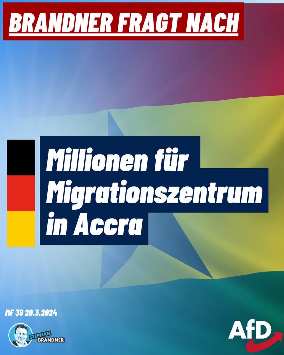 👉Meine Anfrage🗣
an die #Bundesregierung🤨
Thema:
Kosten des Migrationszentrums Accra/ Ghana...🔍
(Antwort👇👇👇im Link)
brandner-im-bundestag.de/anfragen/muend…
#AfD #Brandnerfragtnach
#Deutschlandabernormal🇩🇪
#wirhabendasDirektmandat👍
#WK194 #Berlin #Bundestag #Brandner