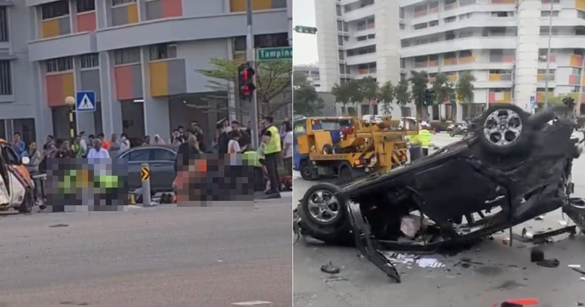 “Tampines fatal accident news” Two Dead in Tampines 6Vehicle Crash Shin Min Daily News