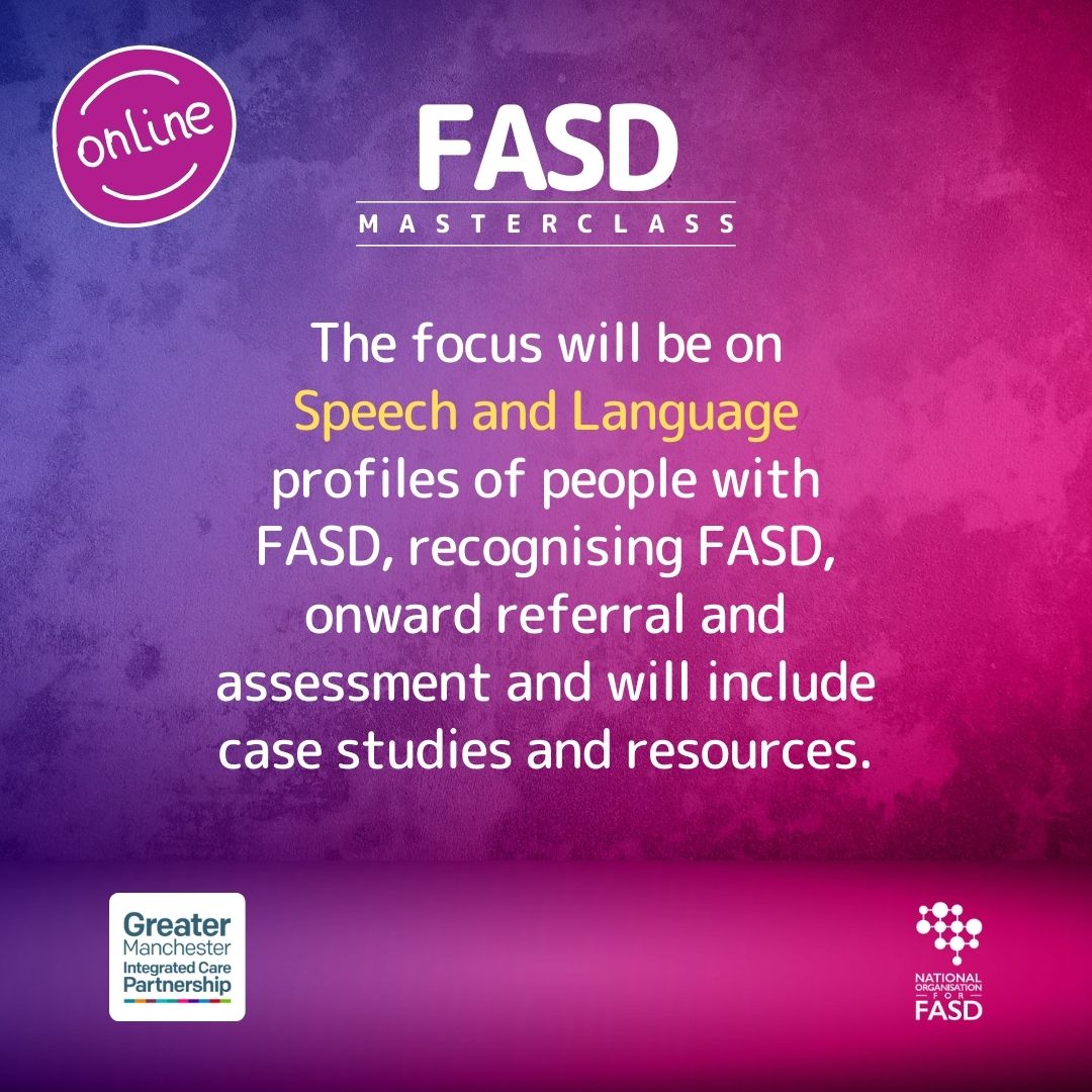 Calling Greater Manchester Speech and Language Therapists! Join Louise Fox, Specialist SaLT at the National FASD clinic and experts from National Organisation for FASD to explore FASD cause, presentation, recognition + much more. 

<a href="/Drymester_NHSGM/">#DRYMESTER</a>

bit.ly/3xIESb4