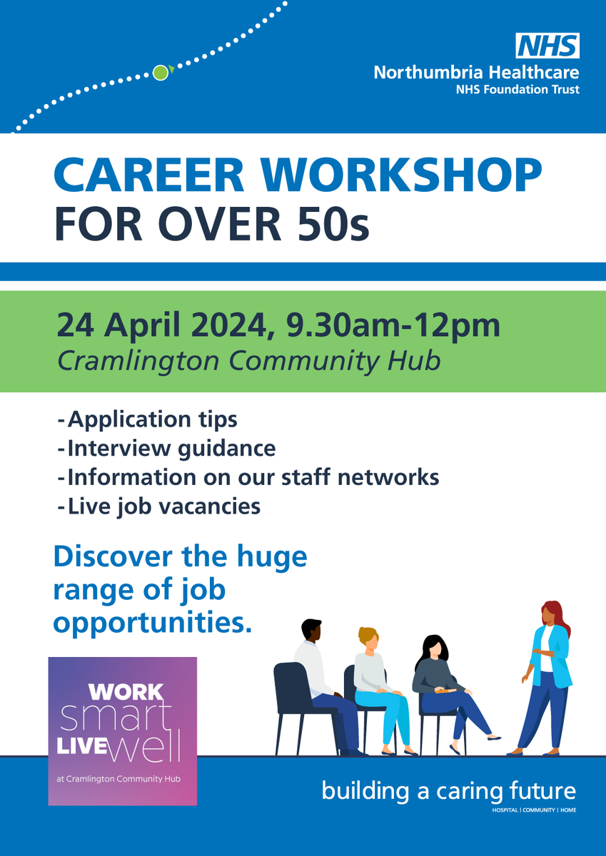 Are you over 50 and interested in a career?👀 We're hosting a career workshop for over 50s, where you can get guidance and discover a range of opportunities that could suit you! 📅 Wed 24 April, 9:30am-12pm 📍 Cramlington Community Hub Book your place👉 ow.ly/kr6Q50QXBhK