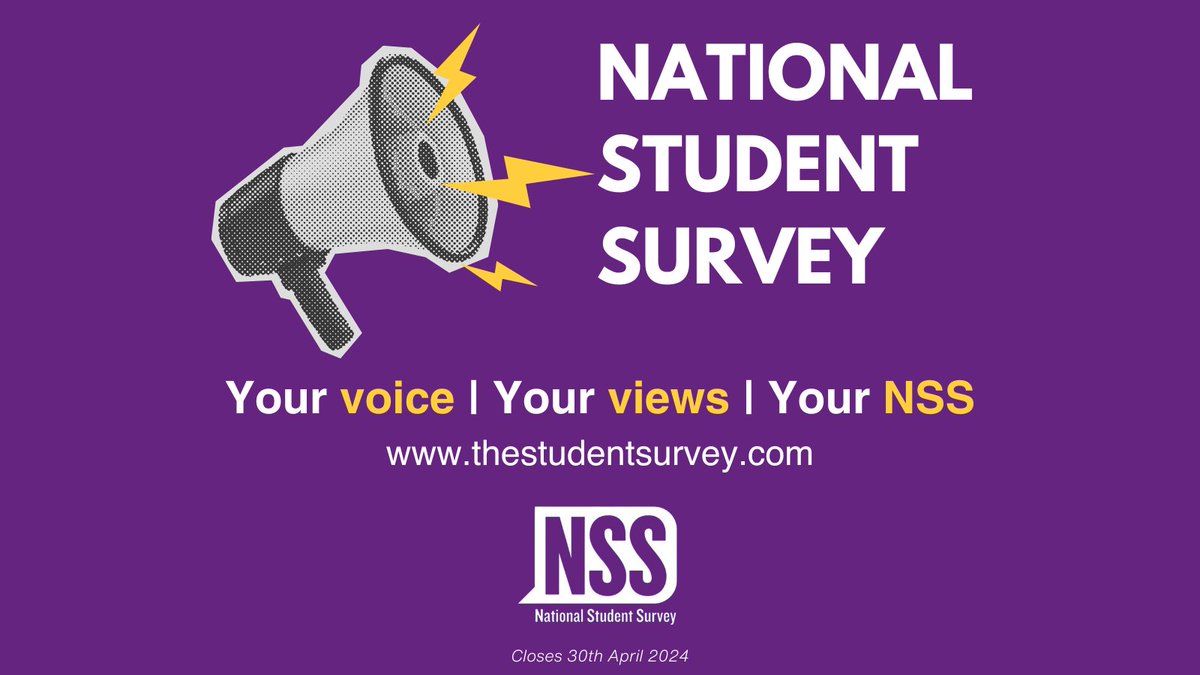 📣 Your opinion matters! 📣 Don't miss out on the opportunity to feedback on your #OUstudent experience, on everything from the teaching on your course, access to resources and equipment, and even about the student voice. Closes 30 April 2024. ow.ly/yEYU50QYs6e #NSS2024