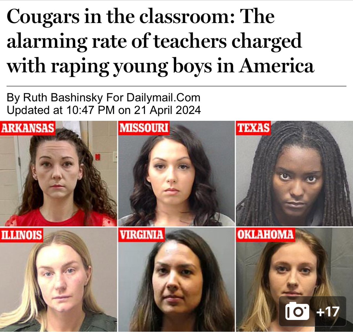 Alarming rate of teachers charged with raping young boys in America mol.im/a/13326161