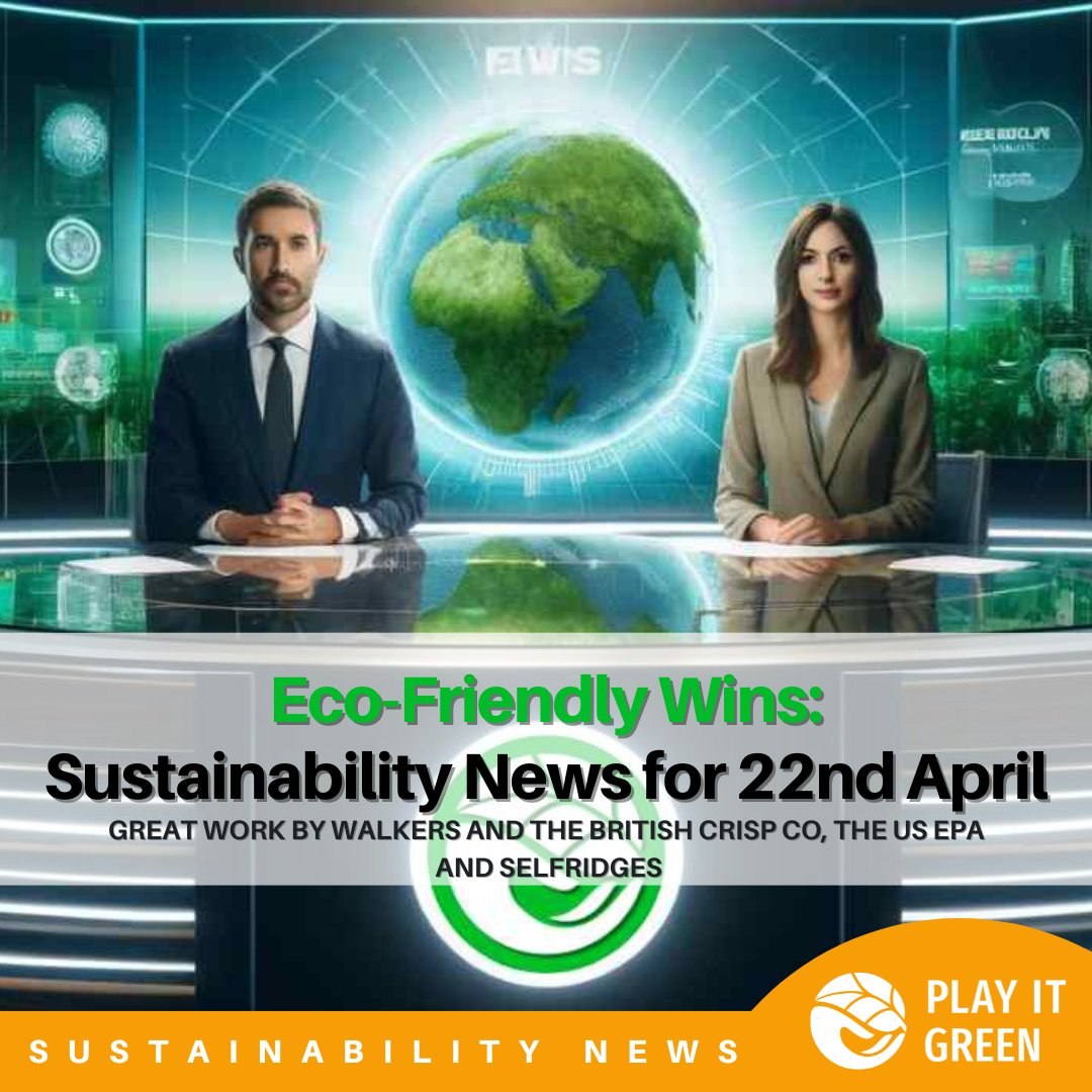 🌱 This week, we're excited to highlight amazing sustainability initiatives across the globe: 💚 Great work @walkers_crisps, @britishcrispco , @EPA, and @Selfridges! Discover more about these initiatives on our website. 👉 playitgreen.com/eco-friendly-w… #Sustainability #PlayItGreen