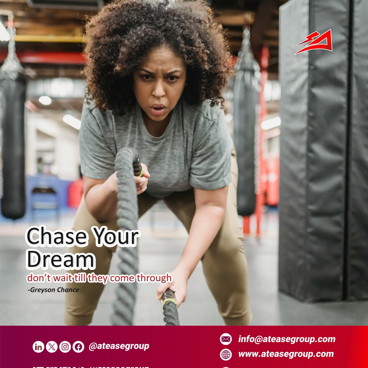 it's a new week...  Chase your dream, don't wait.

#Newweek
#ateasegroup
#dream