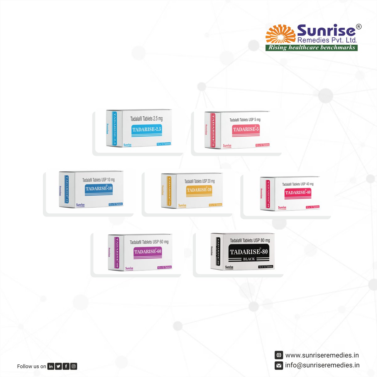 #Tadarise Generic Tadalafil Most Popular Products From Sunrise Remedies Pvt. Ltd.

Read More: sunriseremedies.in/our-products/t…

#Tadarise #TadalafilProducts #DapoxetineProducts #SildenafilProducts #VardenafilProducts #AvanafilProducts #UdenafilProducts #EDProducts #PEProducts