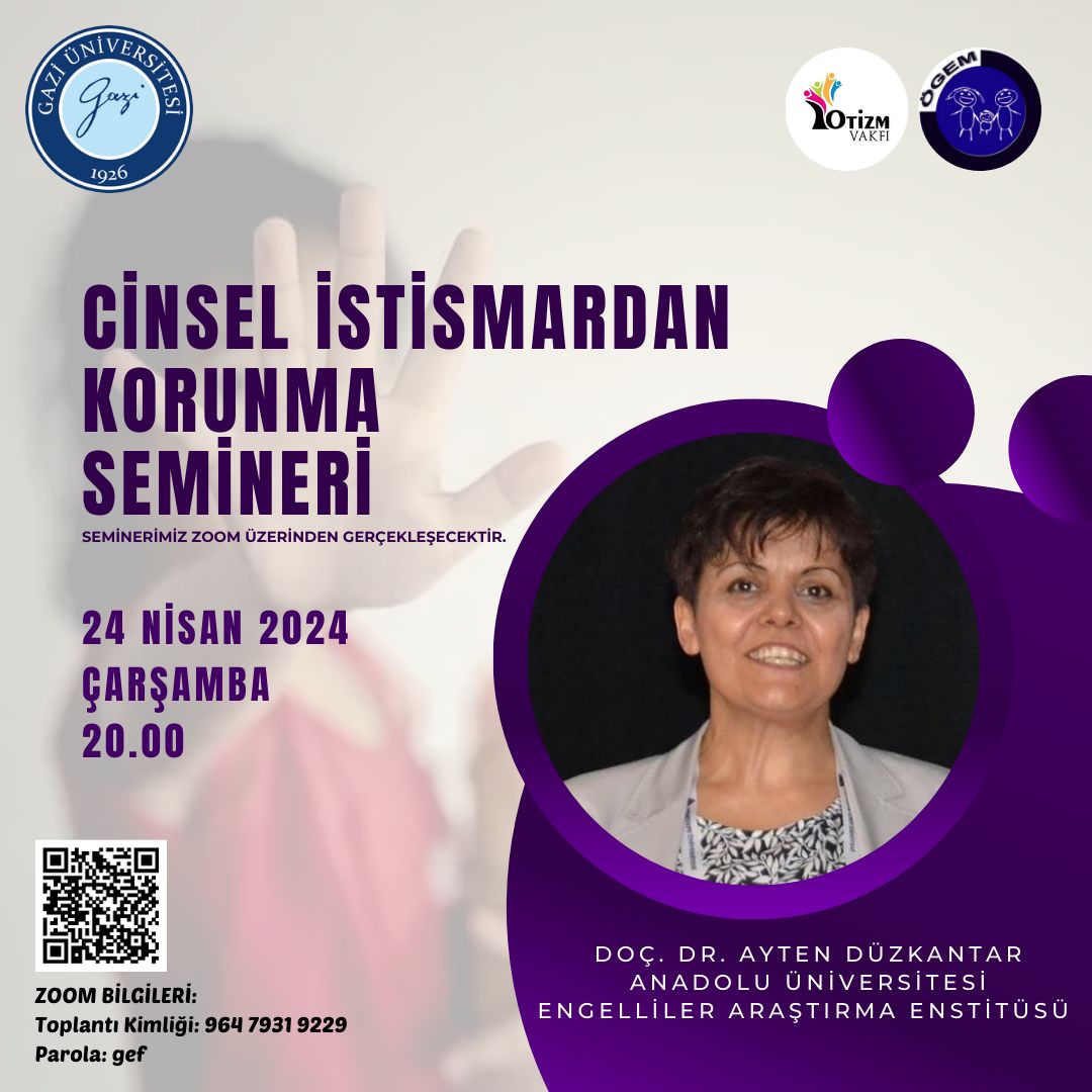 Gazi Üniversitesi ile gerçekleştirdiğimiz protokol doğrultusunda yapılacak olan beşinci seminer Doç. Dr. Ayten DÜZKANTAR hocamız tarafından 'CİNSEL İSTİSMARDAN KORUNMA' konusunda olacaktır Tüm takipçilerimizi bekliyoruz.
#otizmvakfı #gaziüniversitesi #seminer #eğitim #farkındalık