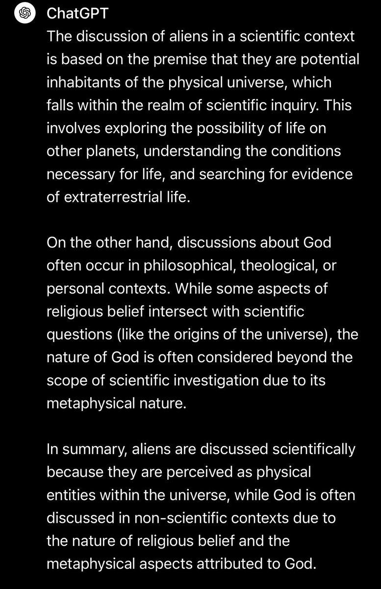 HotWaterHi's tweet photo. Alien &amp; Religion - A Conversation with ChatGPT https://t.co/UjdAnI86Ji