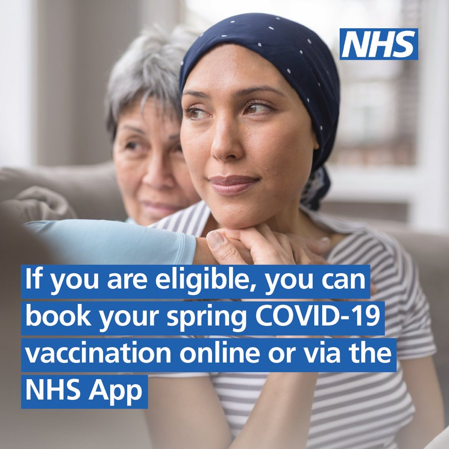 If you are aged 75 or over or have a weakened immune system you can now book your seasonal COVID-19 vaccine online or via the NHS app. Visit nhs.uk/book-vaccine.