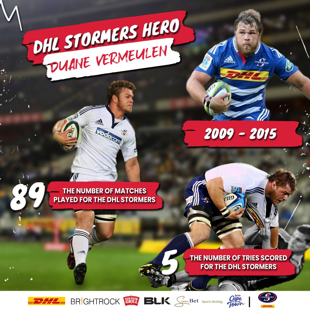 One of South African rugby’s legendary hardmen, Duane Vermeulen was a powerhouse from the back of the scrum and respected leader for the DHL Stormers. #iamastormer #dhldelivers

thestormers.com/dhl-stormers-l…