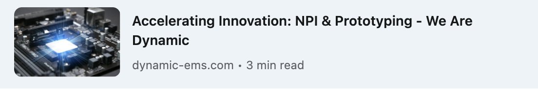 DynamicEMS_News's tweet photo. We have just updated our website with our latest #blog post, “Accelerating Innovation: NPI &amp; Prototyping.” #electronics #manufacturing #EMS stay ahead with Dynamic EMS #ItsTheDynamicWay #MakeItDynamic #BeDynamic #SpeedScopeScale - https://t.co/3jiu39gZ4x #MondayMotivation https://t.co/u4rpChmSP2