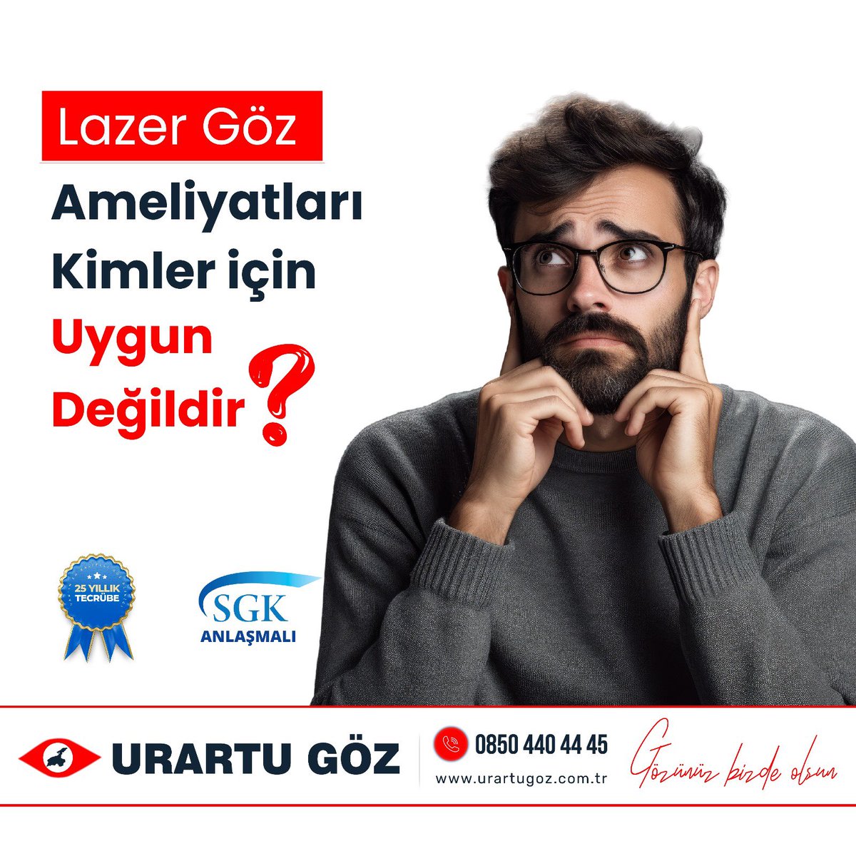 🌟 Urartu Göz Hastanesi olarak, herkesin göz sağlığı ihtiyacına özel çözümler sunuyoruz. Ancak, lazer ameliyatı herkes için uygun değil: 🚫 Daha Önce Ameliyat Olanlar 🚫 Göz Kuruluğu Problemi Olanlar 🚫 Hipermetrop ve Astigmatı Olanlar Detaylar için: 📞 0(850) 440 44 45 #Van