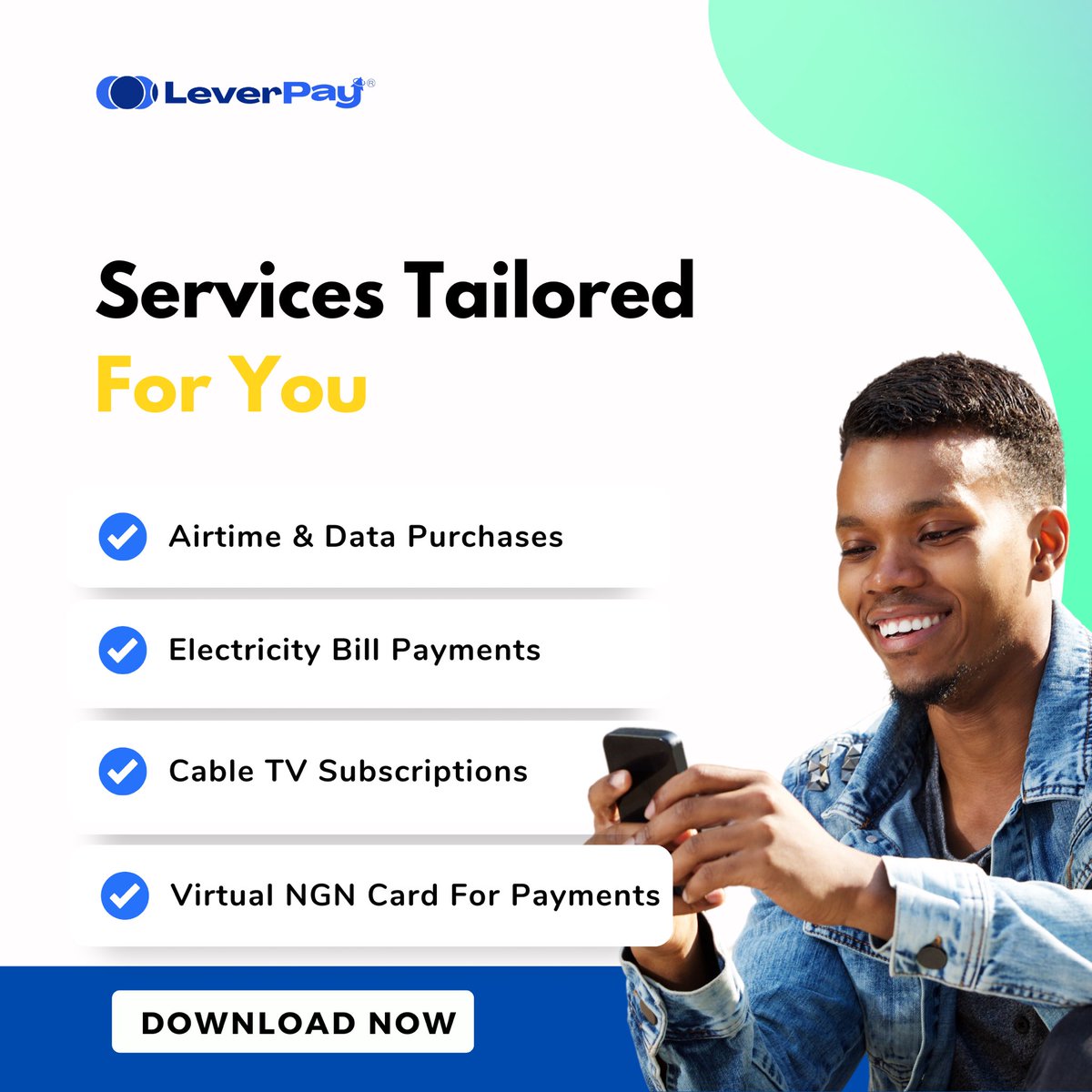 leverpay's tweet photo. Leverpay satisfies all customers with our services, download today 
#leverpay #money #airtime #bills #nigeria https://t.co/2ioTHB61Tt