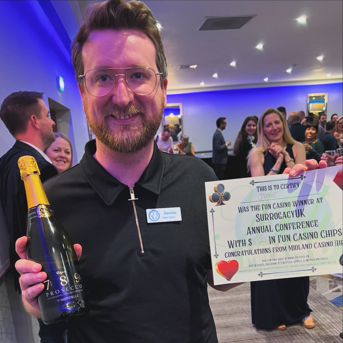 🎉 Huge congratulations to Jamie for taking home the crown at @SurrogacyUKorg Annual Conference with 8500 fun casino chips! 🎲🏆#Winner #FunCasino #SurrogacyUK #AnnualConference #EventEntertainment #CorporateEvents #FunCasinoHire #Hinckley #Leicestershire #midlandsuk